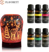 Flavorett Glazen Aroma diffuser - Incl.  6 Etherische Olie – Luchtbevochtiger – Geurverspreiders