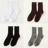 Dames Sokken - Heren Sokken - Set - 4 Paar - Bruin / Zwart / Wit / Grijs - Maat 37-43 - Casual - Comfortabel & Duurzaam