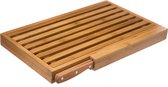 5Five Brood snijplank - met kruimel opvangbak - 44 x 27 cm - bamboe hout - inclusief broodmes - keukenplank - Broodsnijplank