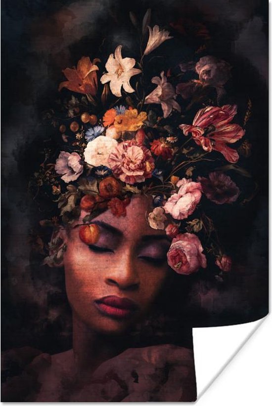 Poster Flora - Vrouwen - Kleuren - 60x90 cm