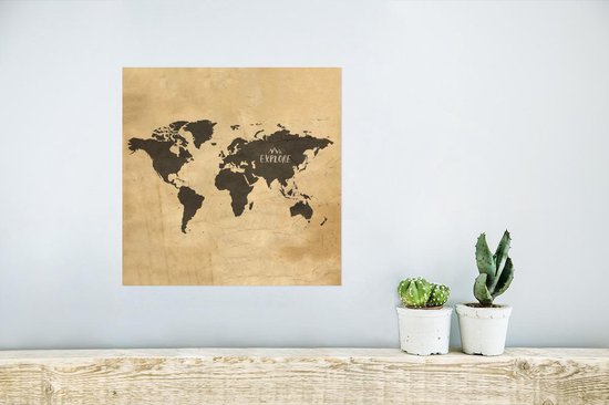 Affiche Wereldkaart - Vintage - Voyages - 30x30 cm