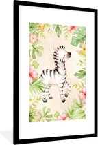 Fotolijst incl. Poster - Zebra - Jungle - Waterverf - 60x90 cm - Posterlijst