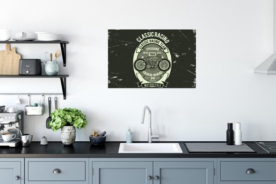 Affiche Moto - Vintage - Dessin - 60x40 cm - Cadeau Vaderdag - Cadeau - Cadeau pour lui - Astuce - Homme