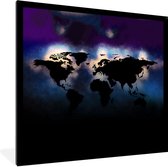 Affiche avec cadre Wereldkaart - Violet - Aquarelle - 40x40 cm
