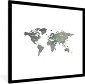 Fotolijst incl. Poster - Wereldkaart - Waterverf - Wereld - 40x40 cm - Posterlijst