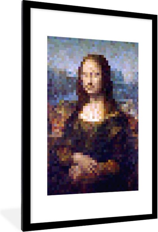 Fotolijst incl. Poster - Mona Lisa - Leonardo DaVinci - Pixel - 80x120 cm - Posterlijst