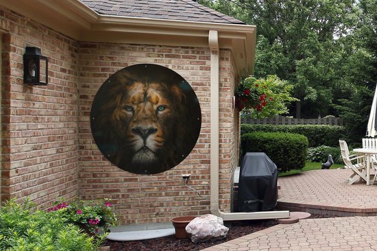 Animaux du Cercle de Jardin - Lion - Prédateur - 120x120 cm - Affiche de Jardin Ronde - Extérieur - XXL