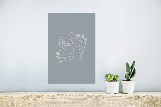 Poster Pastel - Feuilles - Visage - 20x30 cm