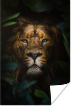 Affiche Lion - Jungle - Feuilles - 60x90 cm