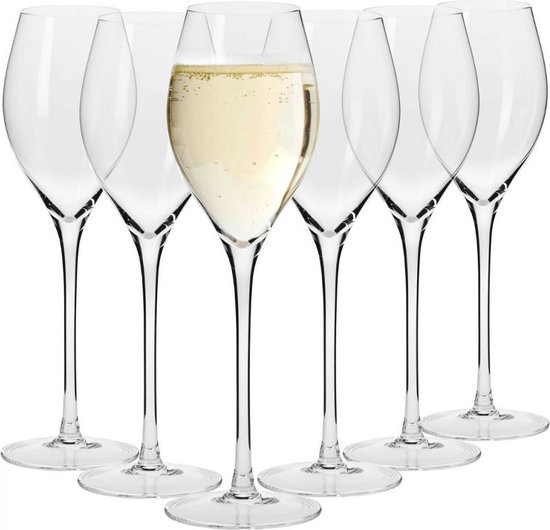 Prosecco glas / champagne / witte wijn - kristal - 6 st. - 280 ml
