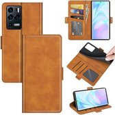 Voor ZTE Axon 30 Ultra 5G Dual-side Magnetische Gesp Horizontale Flip Lederen Case met Houder & Kaartsleuven & Portemonnee (Geel)