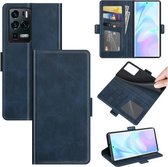 Voor ZTE Axon 30 Ultra 5G Dual-side Magnetische Gesp Horizontale Flip Lederen Case met Houder & Kaartsleuven & Portemonnee (Donkerblauw)