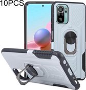 10 PCS Shield Armor PC + TPU-beschermhoes met 360 graden rotatieringhouder voor Xiaomi Redmi Note 10 (zilver)