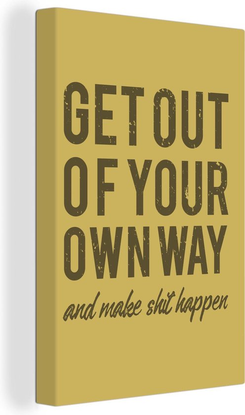 Tableau sur toile Vintage - Texte - Jaune - 80x120 cm - Décoration murale - Cadeau Vaderdag - Cadeau pour lui - Astuce - Homme