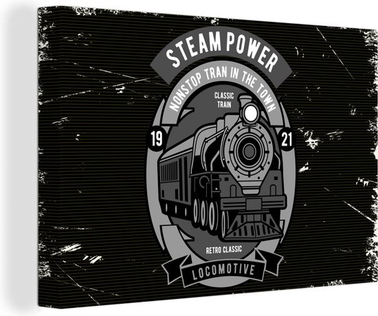 Tableau Train - Vintage - Dessin - 120x80 cm - Décoration murale - Cadeau Fête des Vaderdag - Cadeau - Cadeau pour Lui - Astuce - Homme