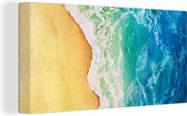 Canvas Schilderij Zee - Golf - Strand - 80x40 cm - Wanddecoratie