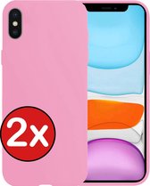 Hoes voor iPhone X Hoesje Siliconen Case Cover - Hoes voor iPhone X Hoesje Cover Hoes Siliconen - Roze - 2 Stuks