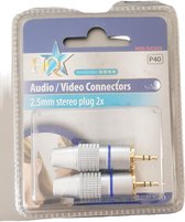 2.5mm stereo Jack plug (2stuks) zelf kabel monteren