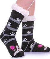 Fuzzy sokken dames – bulldog – huissokken – huissokken dames – maat 35-41 - Moederdag - Cadeau