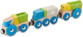 Treinstel hout 25,4 cm blauw/groen 3-delig