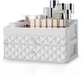 Confibel Beauty Make-Up Organizer Kristal - Opbergbox - Opbergdoos Cosmetica - Sieradendoos - Nagellak - Lippenstift - Small - Wit