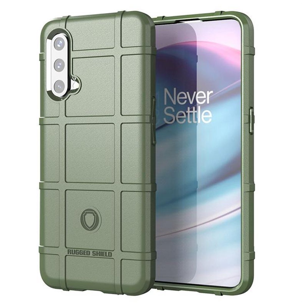 MobyDefend Hoesje - Geschikt voor OnePlus Nord CE - Rugged Shield TPU Backcover - Groen