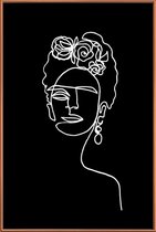 JUNIQE - Poster met kunststof lijst Frida BW -20x30 /Wit & Zwart