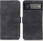 KHAZNEH Google Pixel 6 Hoesje Retro Wallet Book Case Zwart