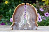 Agaat Boekensteunen met Chalcedoon - 1562 gram