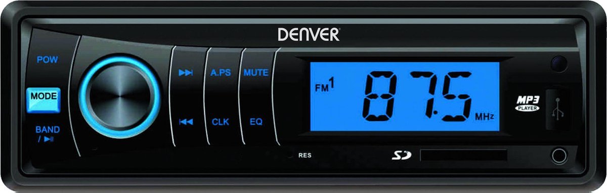 Denver CAU-444BT - Autoradio - Bluetooth - Handsfree bellen - FM radio - USB & SD kaart input voor mp3 - Aux - enkele DIN - Zwart