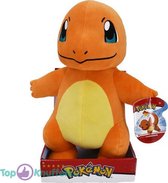 Charmander Pokémon Pluche Knuffel 32 cm + Pokemon Pen + 3 Pokemon Stickers! | pokemon kaarten booster box verzamelmap | Speelgoed knuffeldier voor kinderen jongens meisjes