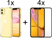 iPhone 13 hoesje shock proof case apple transparant - Full cover - 4x iPhone 13 Screen Protector