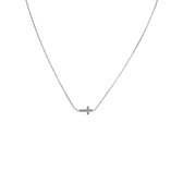 Silventi 9NBSAM-190051 Zilveren Ketting - Dames - Bedel - Kruis - 4 x 7 mm - Ankerschakel -  7 mm Dik - 38 + 3 cm - Rhodium - Zilver