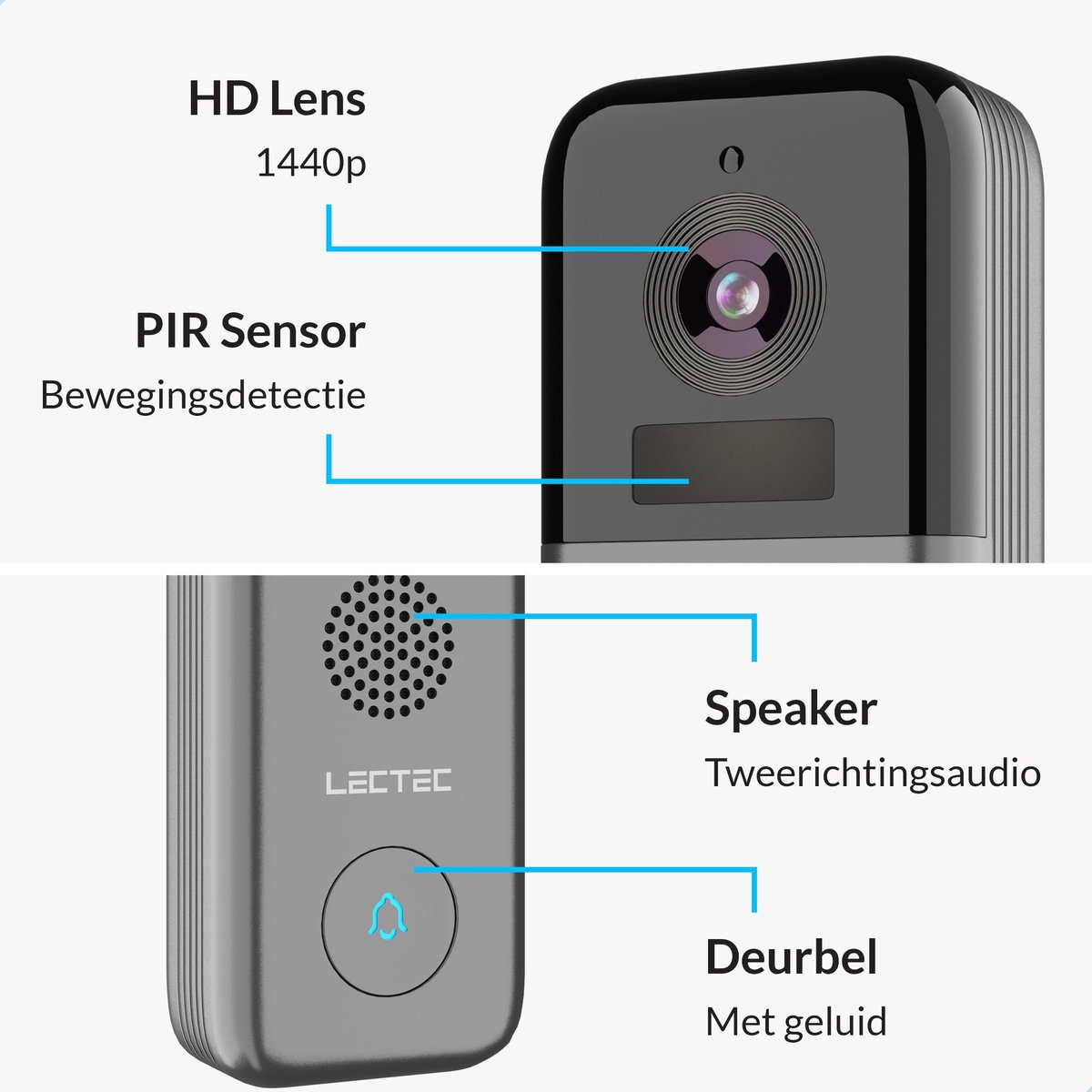 Sonnette Wifi intelligente avec caméra - Résolution 2K Quad - HD -  Interphone Smart 