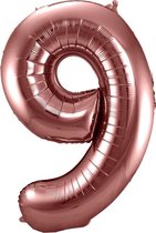 Folat - Folieballon Cijfer 9 Brons - 86 cm