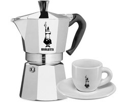 Bialetti Moka Express 2 kops + Espresso kop en schotel 2 stuks