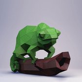 3D Papercraft Kit Kameleon – Compleet knutselpakket met snijmat, liniaal, vouwbeen, mesje – 55 x 33 cm – Groen