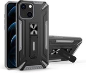 War-god Armor TPU + PC Schokbestendige magnetische beschermhoes met opvouwbare houder voor iPhone 13 mini (grijs)