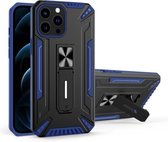 War-god Armor TPU + PC Schokbestendige magnetische beschermhoes met opvouwbare houder voor iPhone 13 Pro Max (blauw)