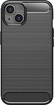 Shop4 - iPhone 13 mini Hoesje - Zachte Back Case TPU Siliconen Brushed Carbon Zwart