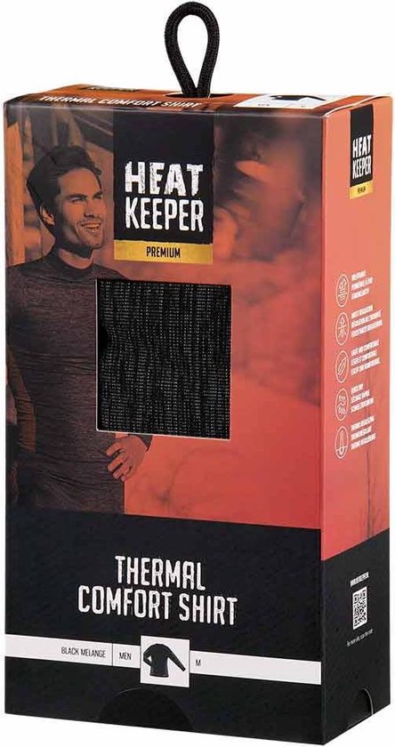 Heatkeeper Heren Thermo Shirt - Zwart Melange, XL - Zwart Melange - XL - HEAT KEEPER