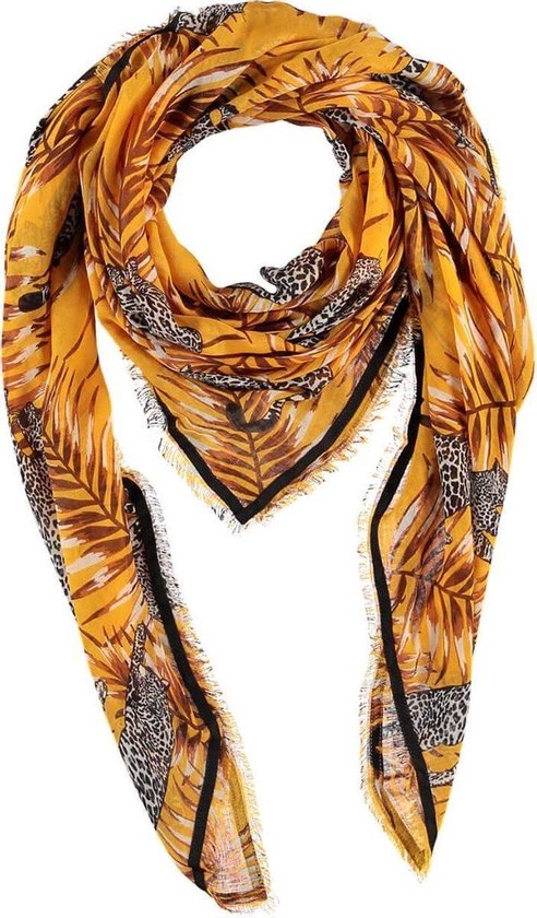 Sjaal Dames Vierkante Sjaal Leopard Geel