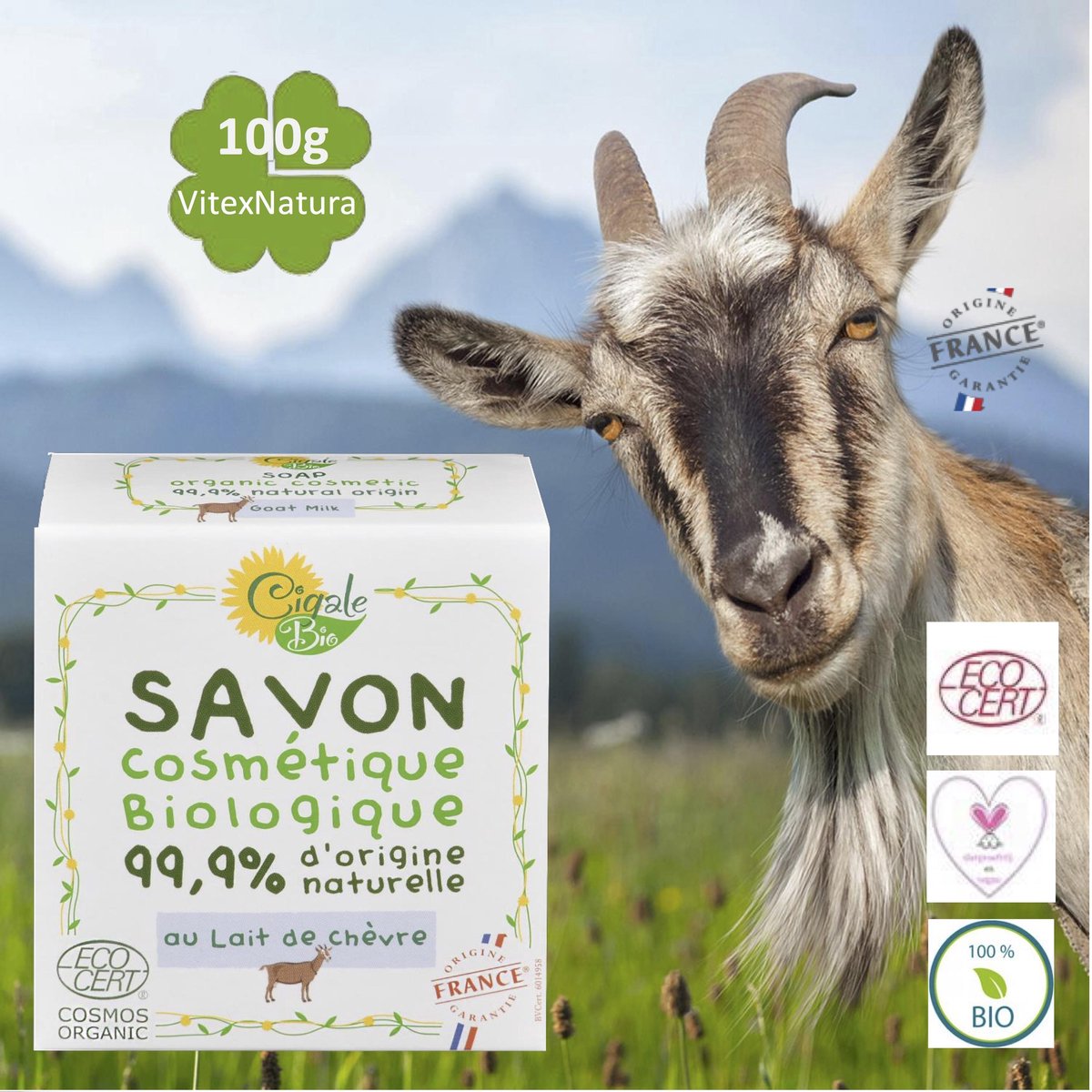 Goedkoopste Cigale Bio, Biologische geiten melk zeep 100g Zonder conserveermiddel. Verlichtend voor eczeem, psoriasis, dermatitis.