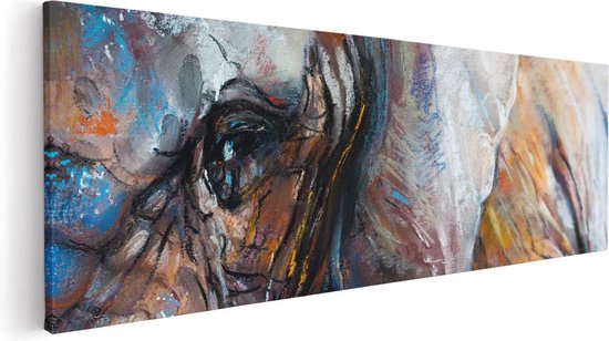 Artaza Canvas Schilderij Getekende Olifant Van Dichtbij - Abstract - 60x20 - Foto Op Canvas - Canvas Print