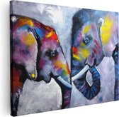 Artaza Canvas Schilderij Twee Getekende Olifanten - Abstract - 80x60 - Foto Op Canvas - Canvas Print