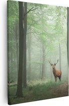 Artaza - Peinture sur toile - Cerf dans la forêt - 40 x 50 - Photo sur toile - Impression sur toile