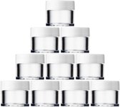 Potje 6 gram - incl. deksel wit 10 stuks - leeg - hervulbaar - reispotje - cosmetica - nail art - DIY