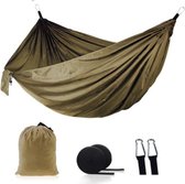 Draagbare lichtgewicht nylon parachute dubbele hangmat. 270*140 cm - 210T nylon parachute - Camouflage Groen - Double Hammock