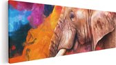 Artaza Canvas Schilderij Kleurrijke Olifant - Abstract - 90x30 - Foto Op Canvas - Canvas Print