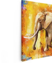 Artaza Canvas Schilderij Geschilderde Olifant Olieverf - Abstract - 80x120 - Groot - Foto Op Canvas - Canvas Print